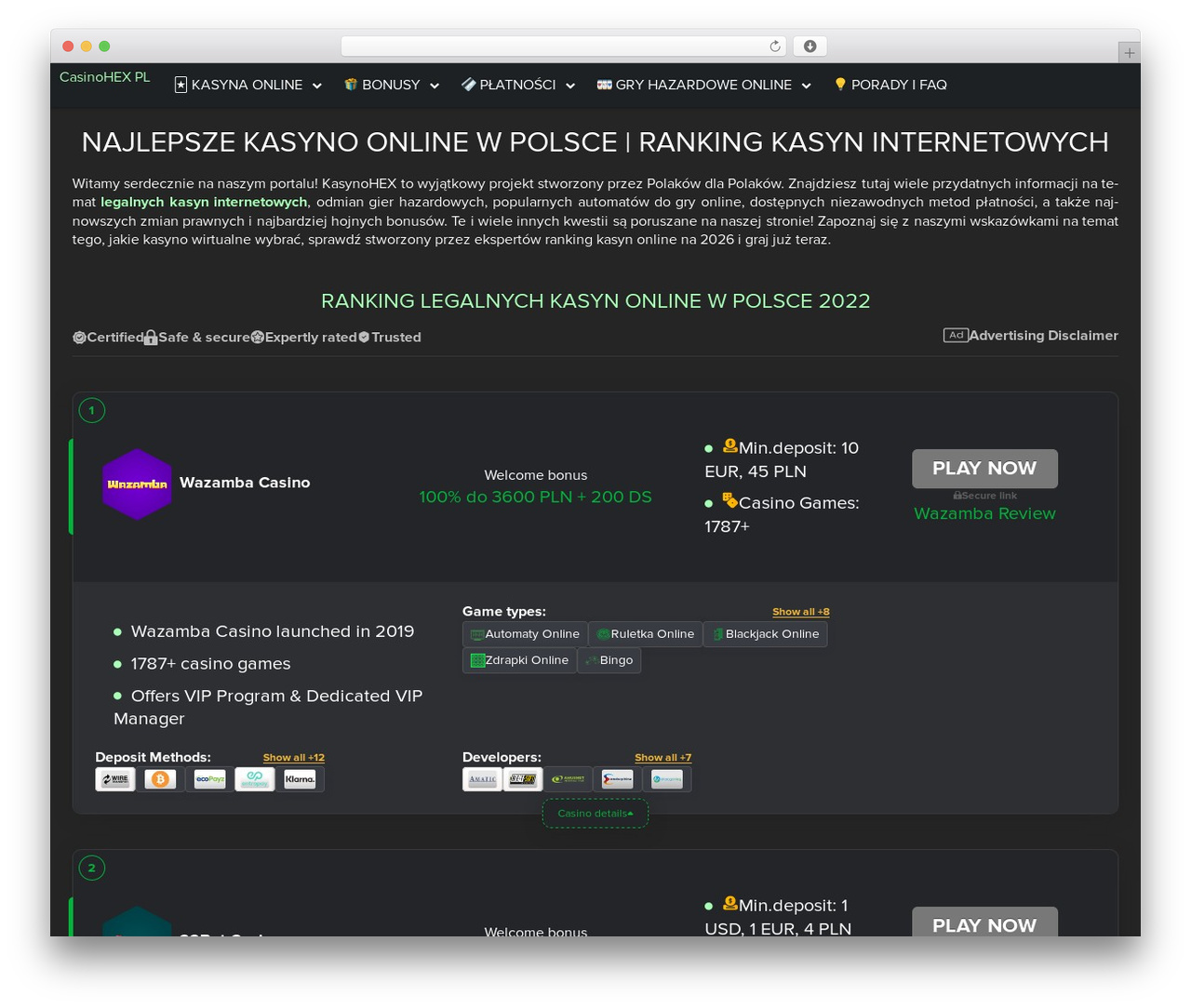 HEX WordPress theme - polskiekasynohex.com HEX WordPress theme - polskiekasynohex.com
