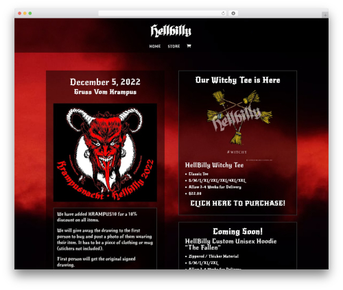 WordPress theme Divi - hellbillyclothing.com