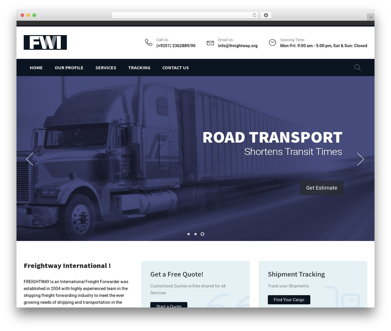 Expeditor WordPress theme - freightway.org