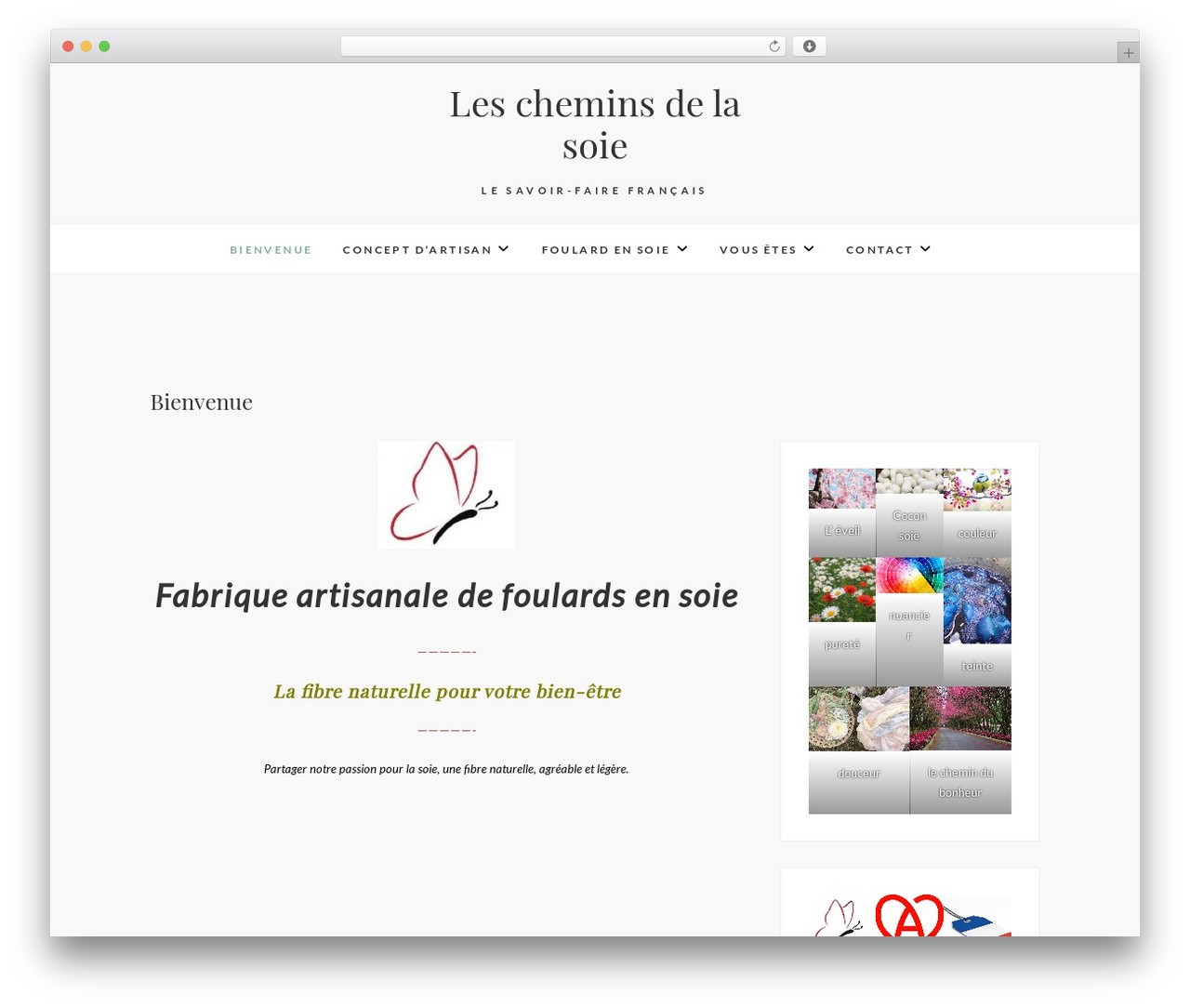 Alternative WordPress theme - lescheminsdelasoie.com