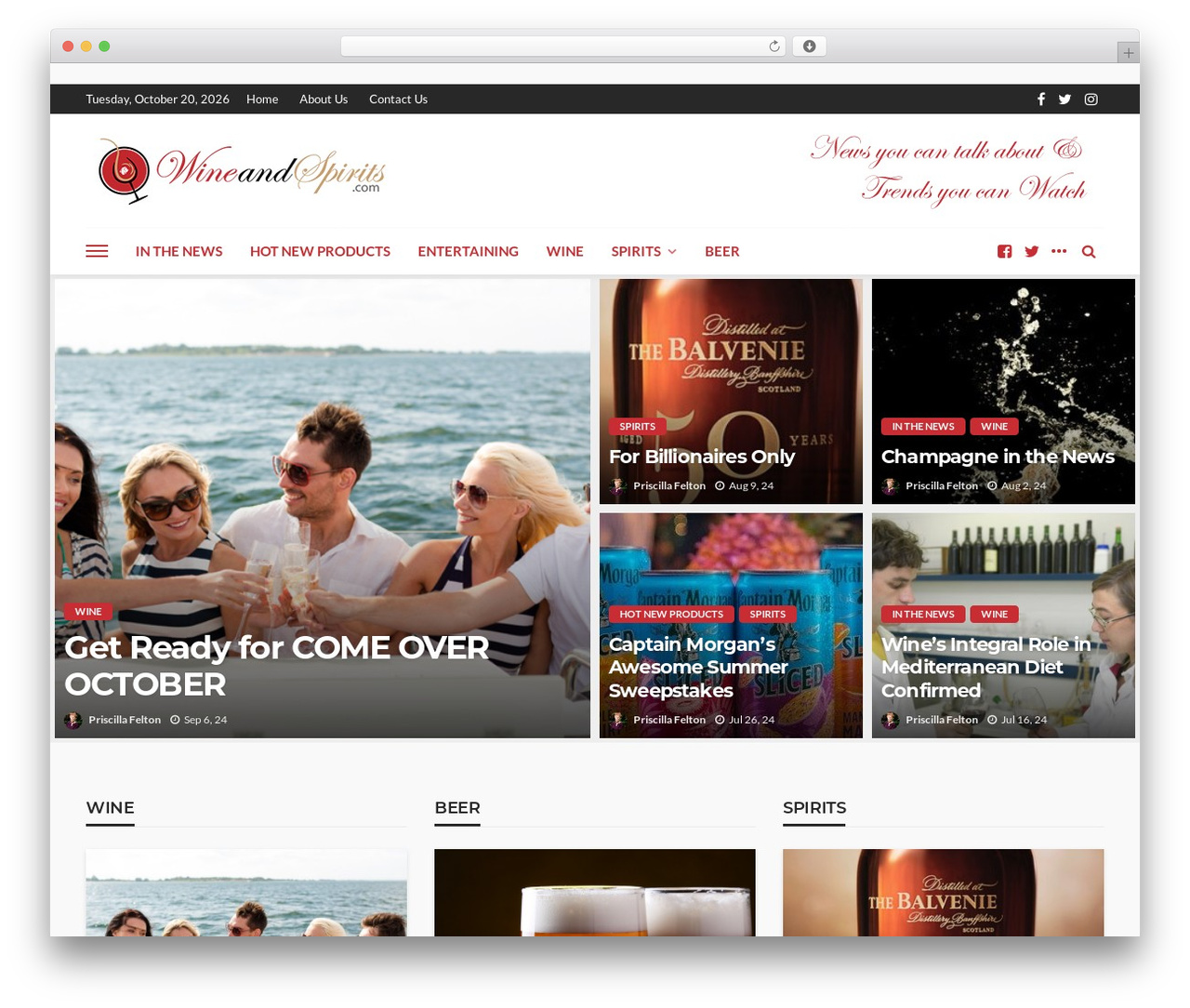 Bingo premium WordPress theme - wineandspirits.com