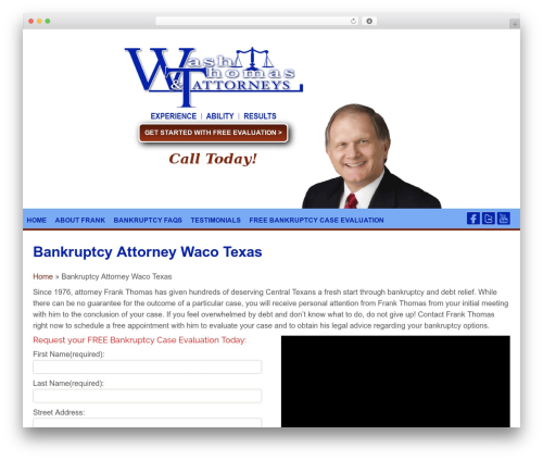 Flat Bootstrap theme WordPress free - washthomas.com/bankruptcy-attorney-waco-texas