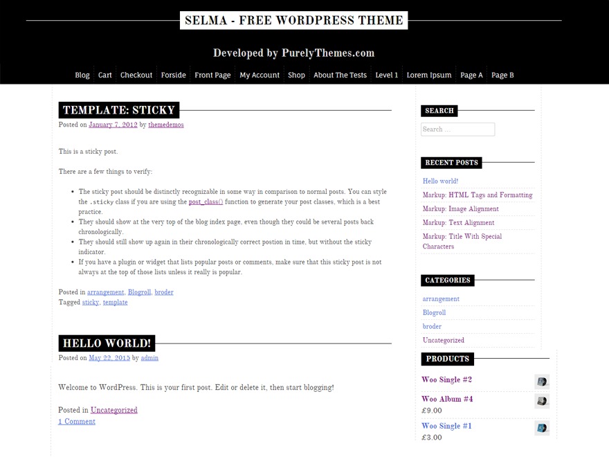 Selma WordPress shopping theme