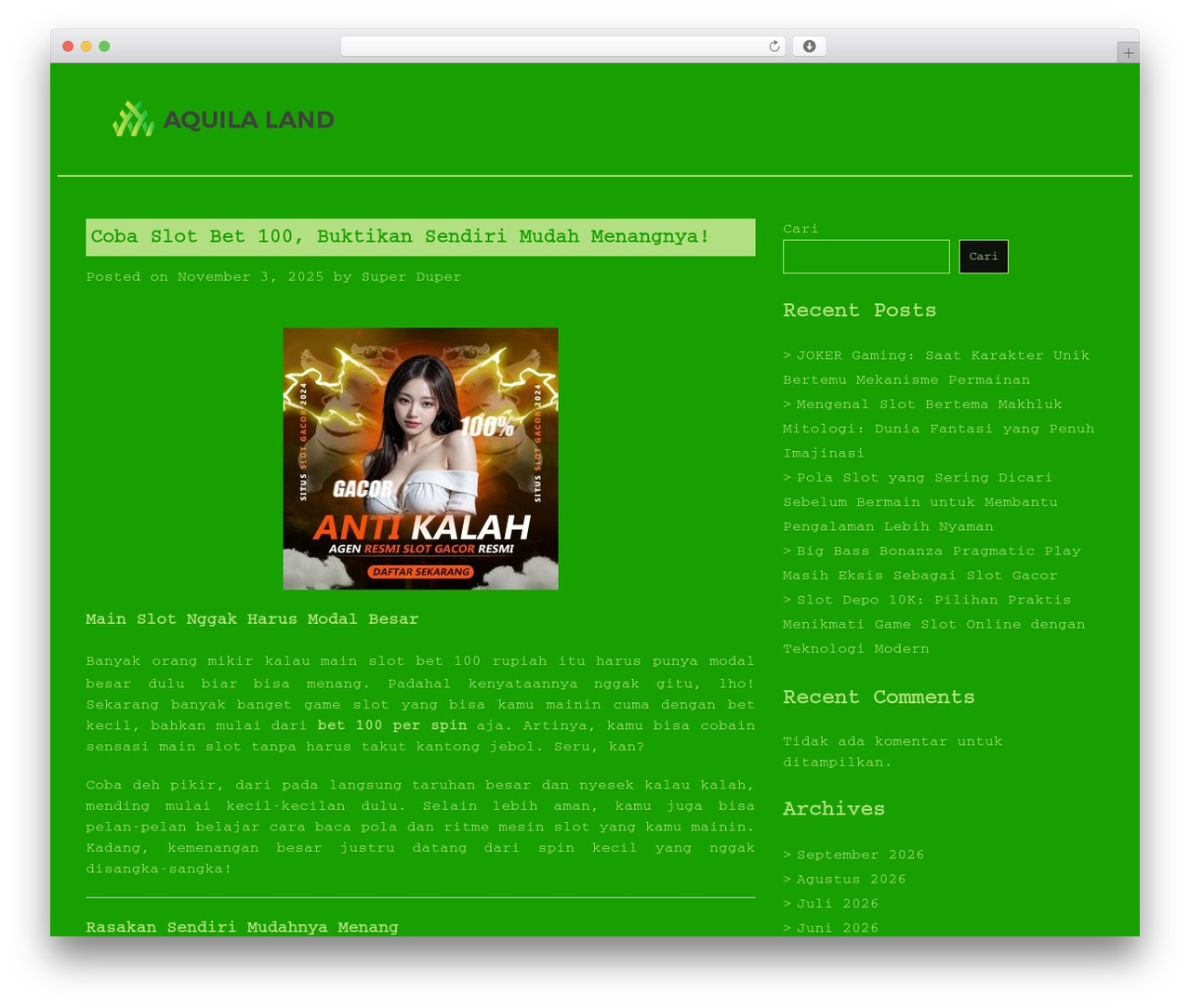Bappi WordPress theme - aquila-land.com
