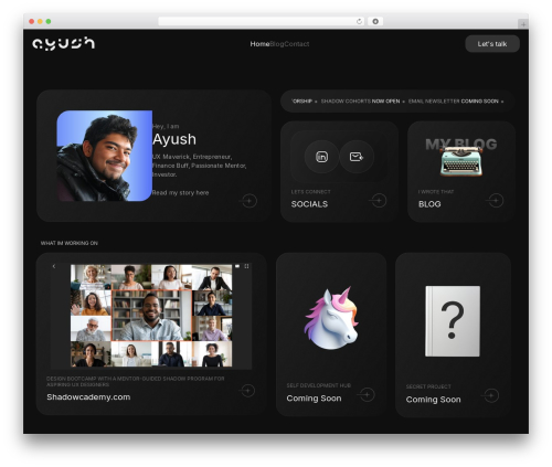 GridX WordPress page theme - ayushsaxena.com