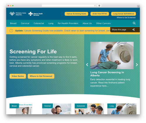 Screening For Life best WordPress theme - screeningforlife.ca