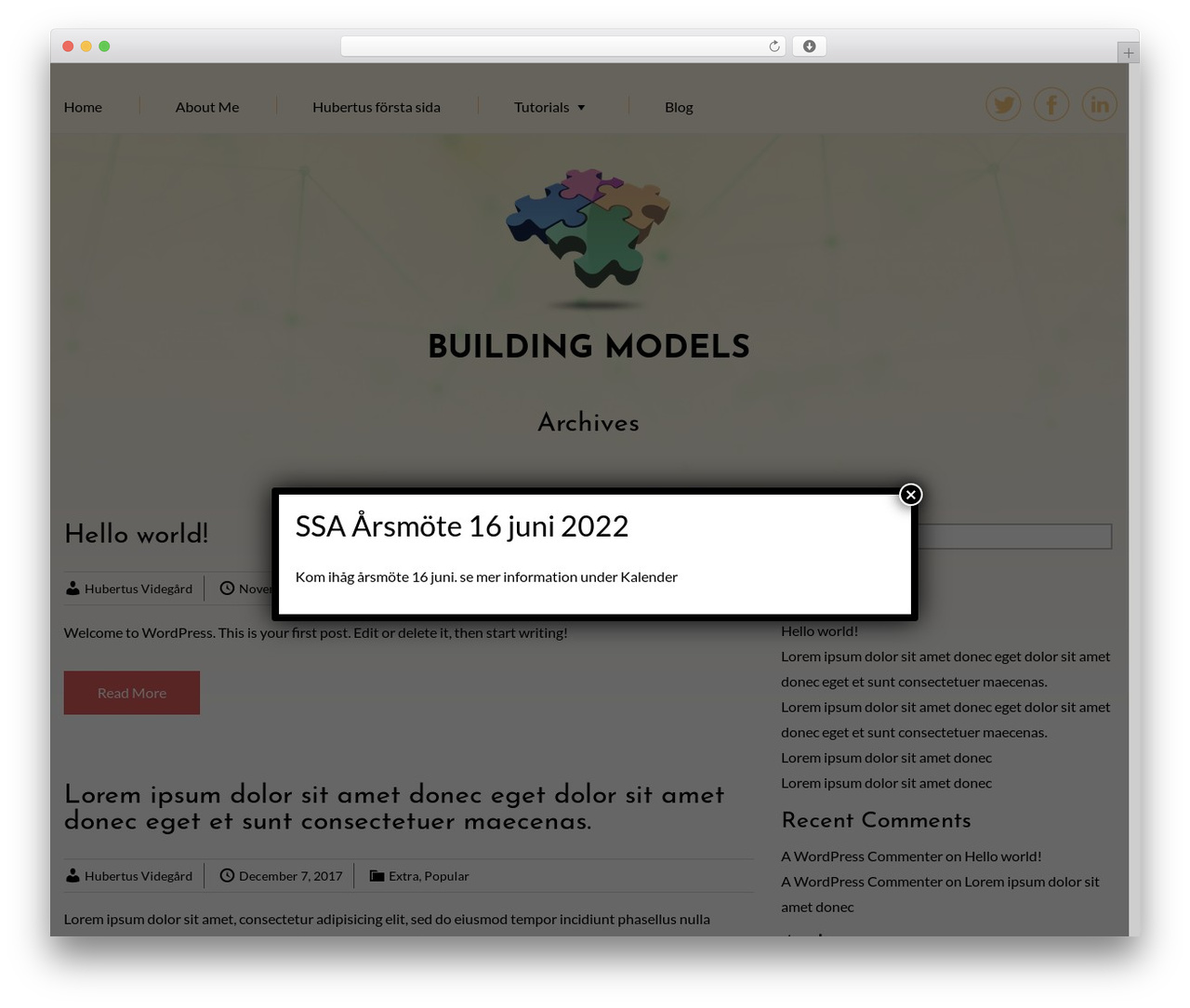 Building Models WordPress theme - oaknet.se