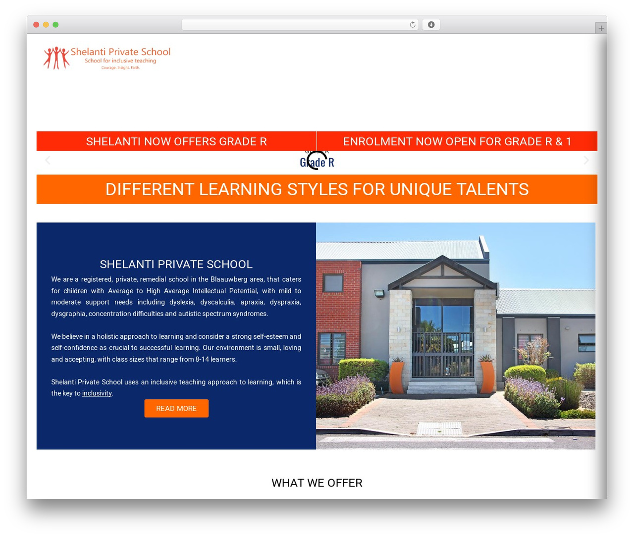 Infinity Pro WordPress website theme - shelantiprivateschool.co.za