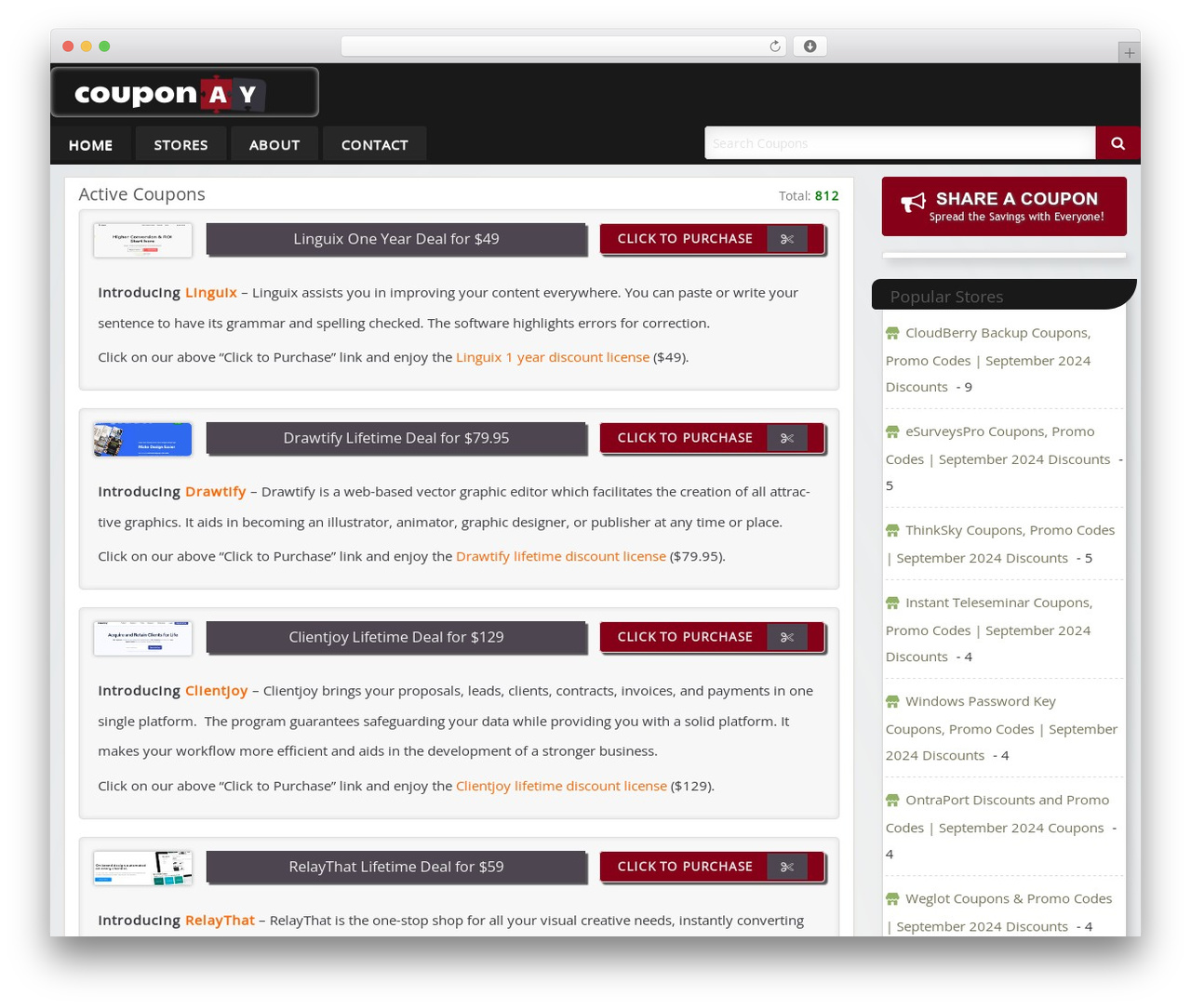 WordPress website theme Clipper - couponay.com