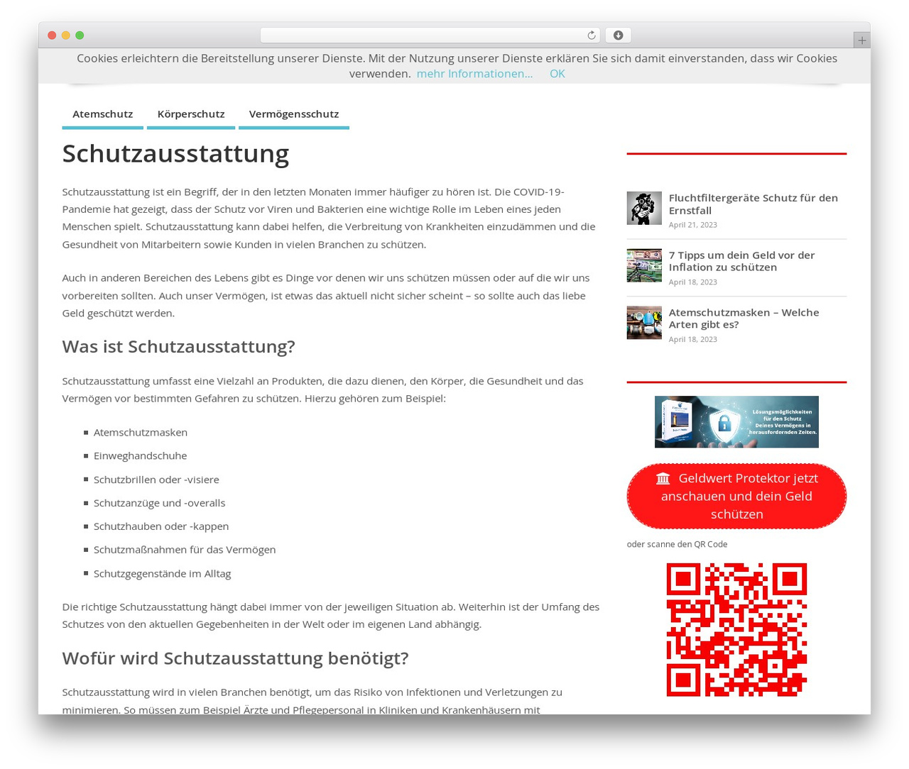WordPress website theme MesoColumn - schutzausstattung.de
