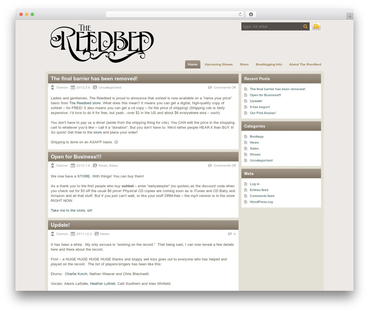 TheReedbed WordPress theme - thereedbed.com