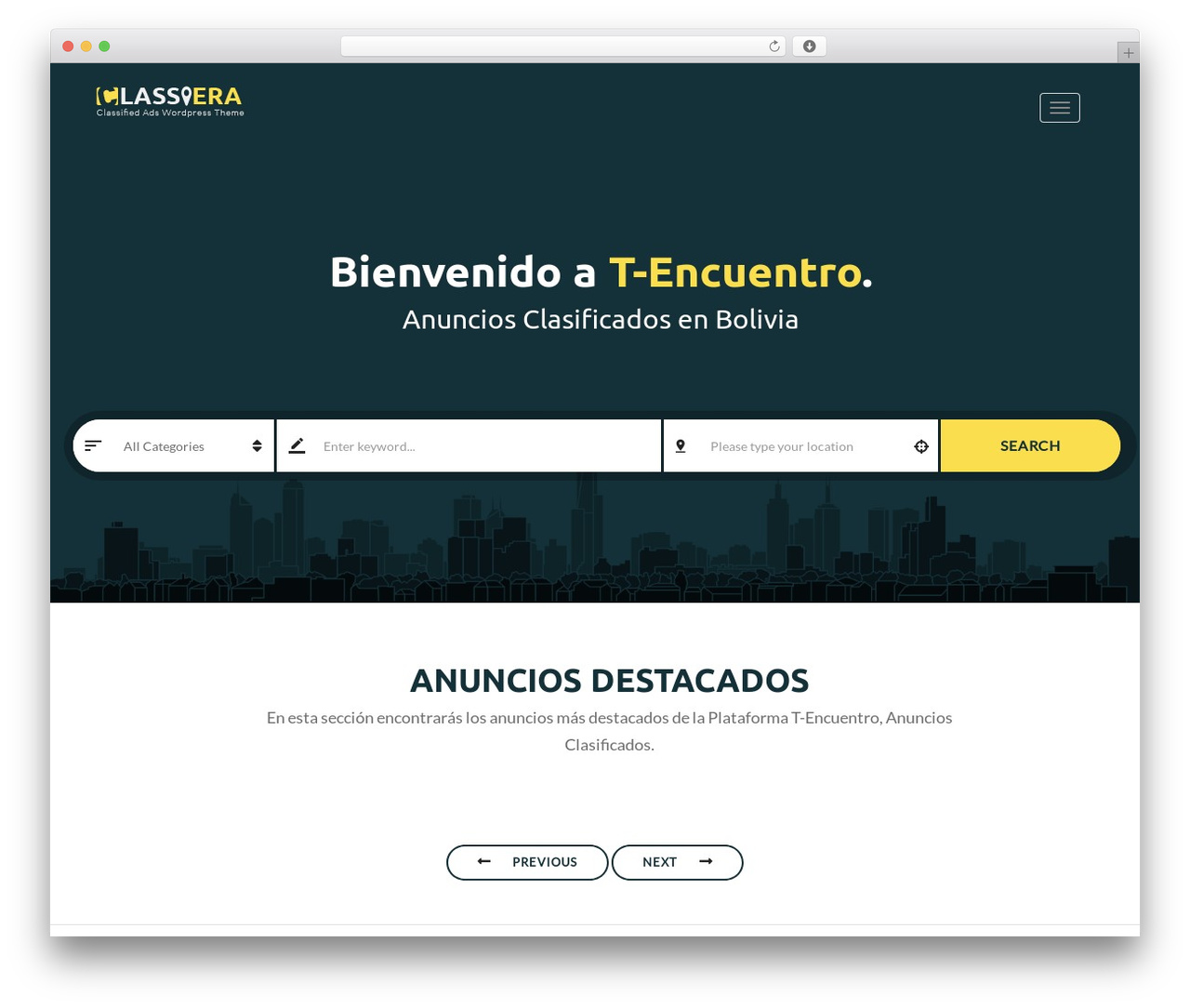 WordPress theme Classiera - t-encuentro.com