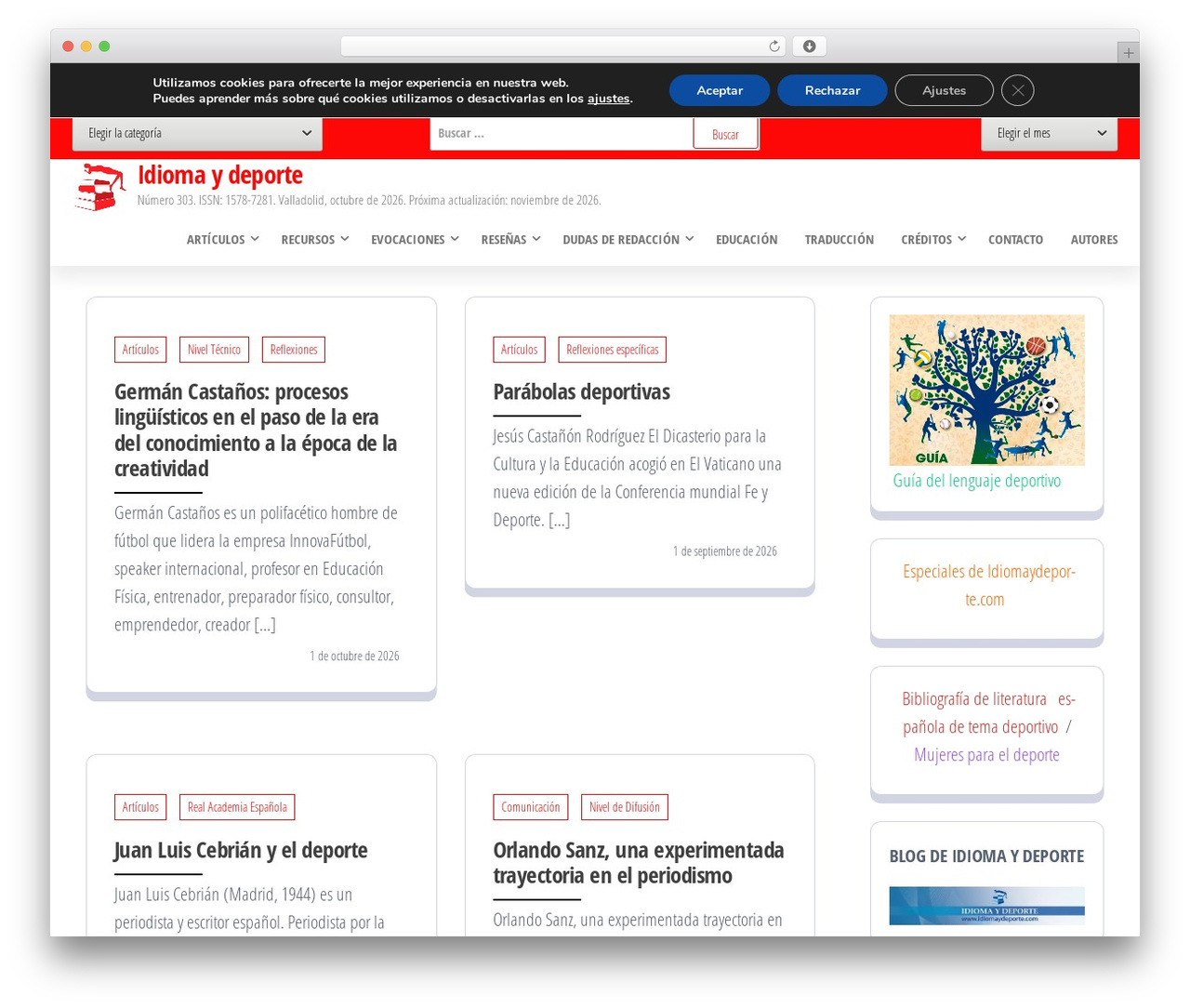 Popularis WordPress theme - idiomaydeporte.com