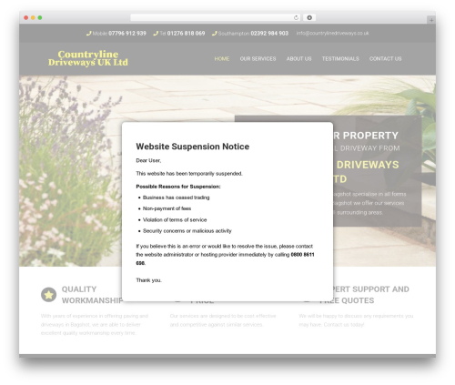 Website suspension popup WordPress plugin - countrylinedriveways.co.uk