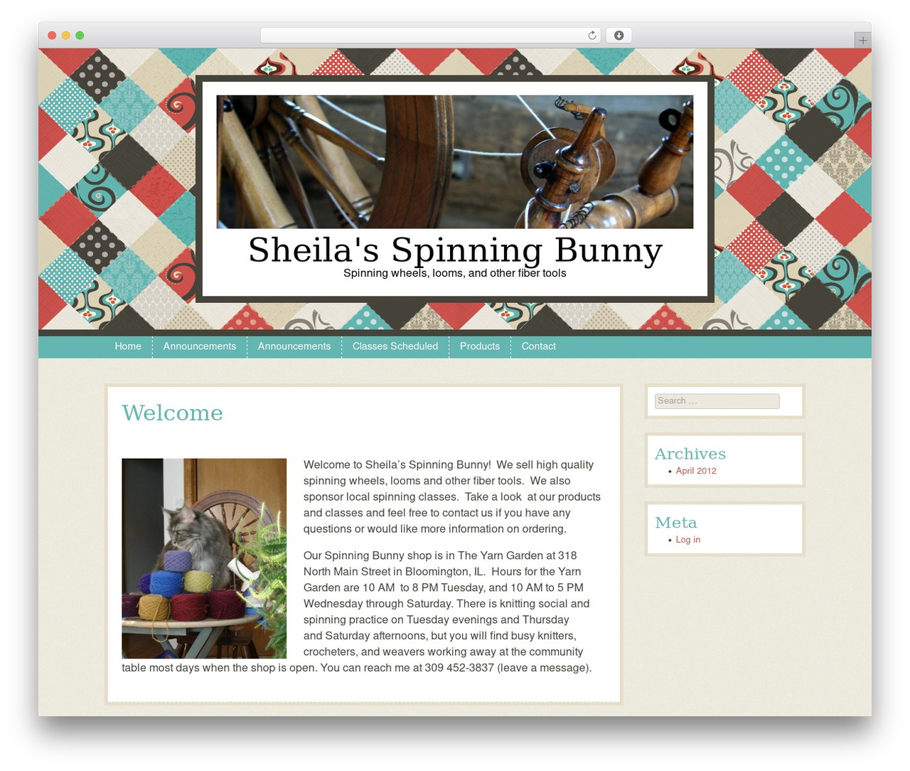 Patchwork WordPress theme design - sheilasspinningbunny.com