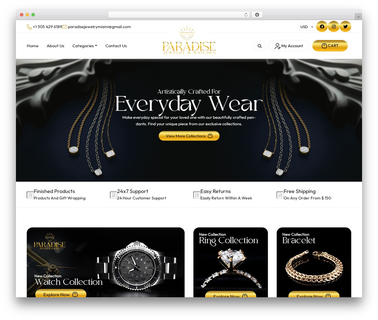 WP Bootstrap Starter WordPress theme - paradisejewelry.com