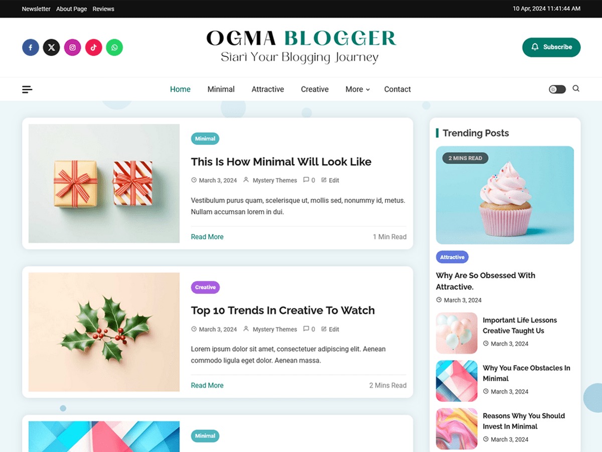 Ogma Blogger WordPress video theme