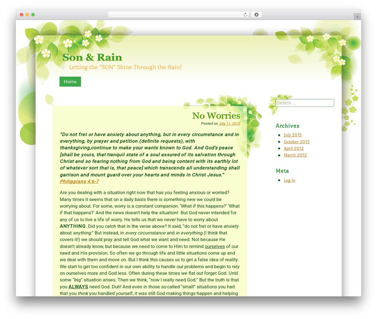 Tender Spring WordPress theme - sonandrain.com Tender Spring WordPress theme - sonandrain.com
