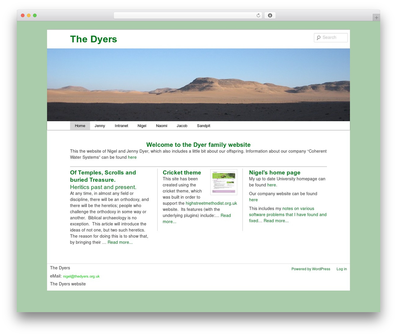 Cricket theme WordPress - thedyers.org.uk