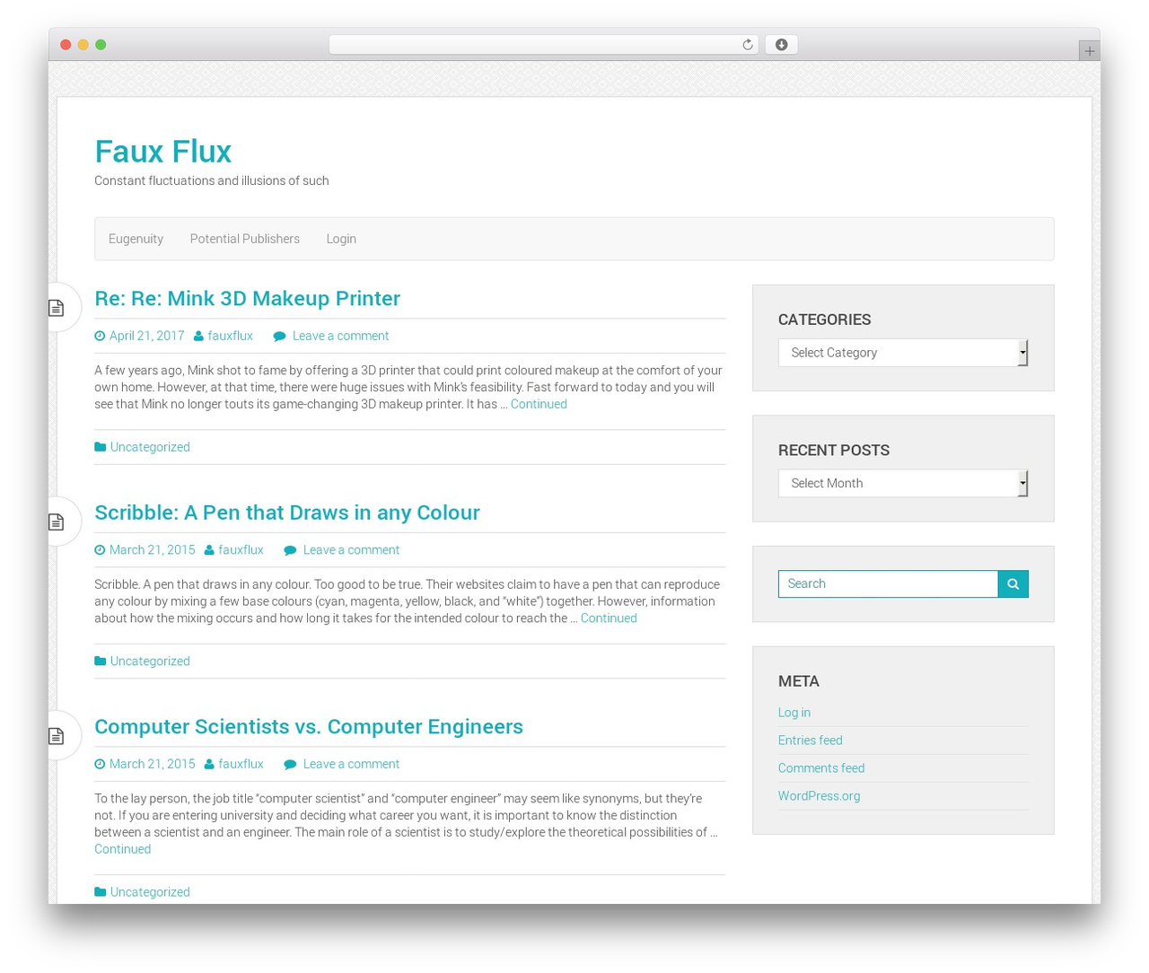 Daisy Blue WordPress theme - fauxflux.com