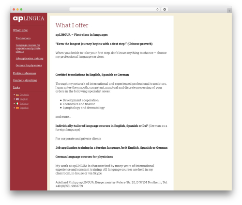 WordPress theme Hudson - aplingua.de