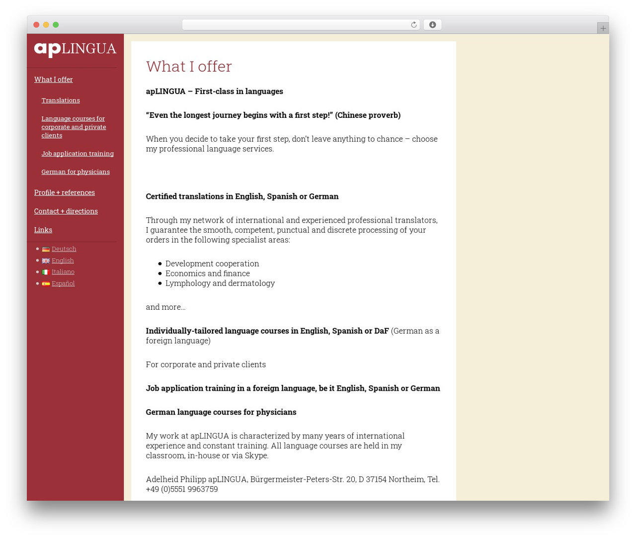 WordPress theme Hudson - aplingua.de