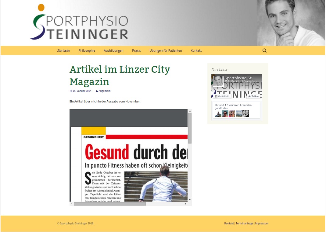 Sportphysio Steininger Theme theme WordPress by Johannes Pichler