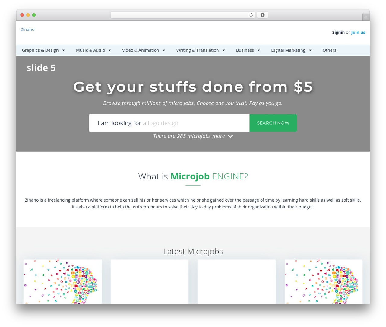 MicrojobEngine WordPress theme - zinano.net