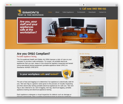 WordPress theme Chapter One - simonstestandtag.com.au