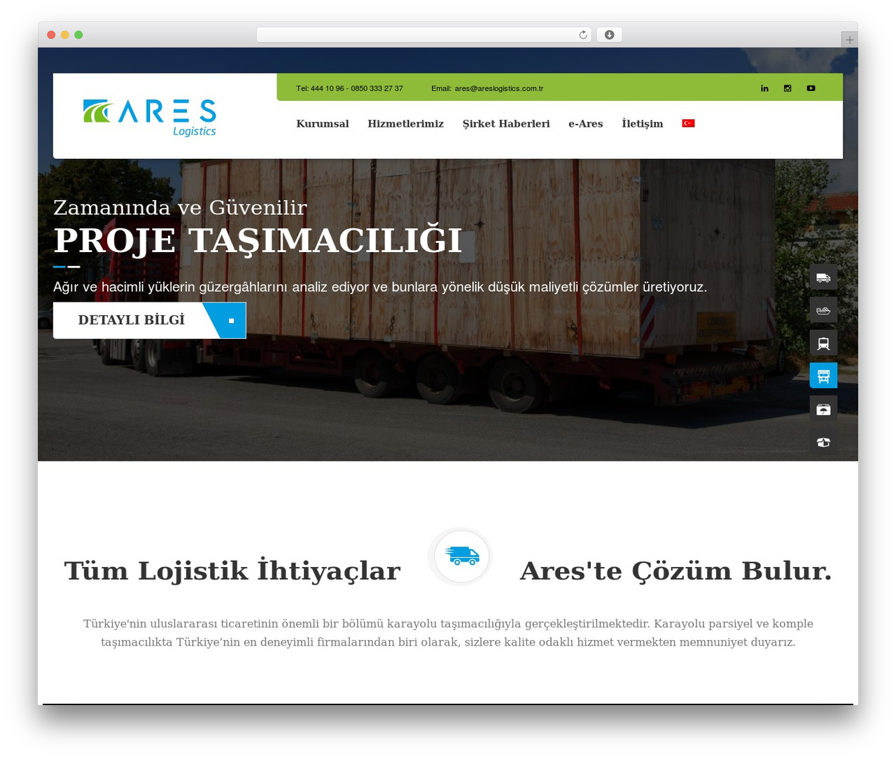 Logistic WordPress theme - areslogistics.com.tr