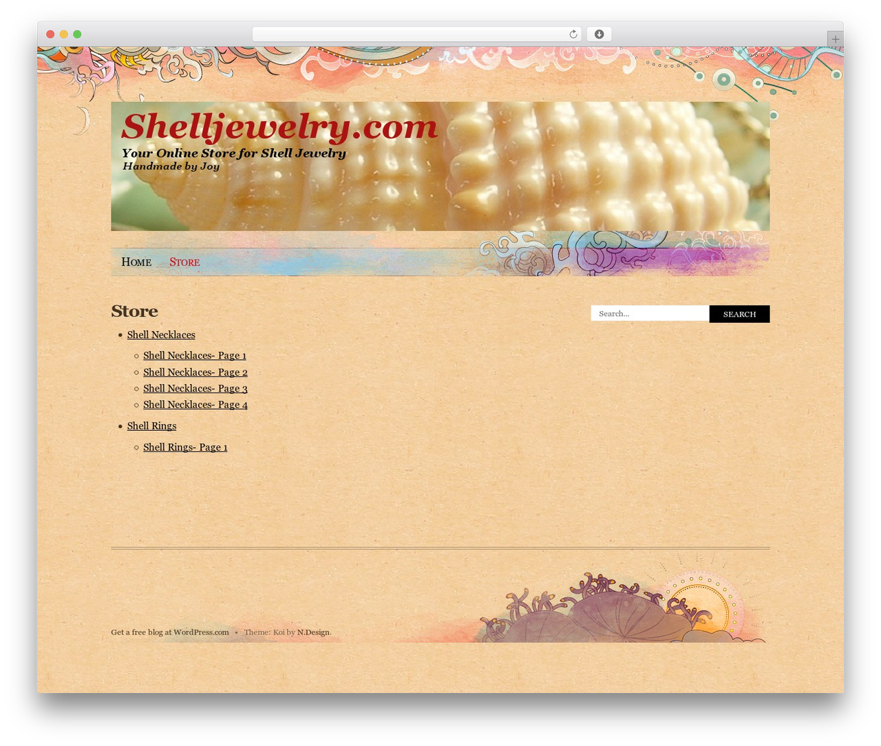 WordPress theme Koi - shelljewelry.com