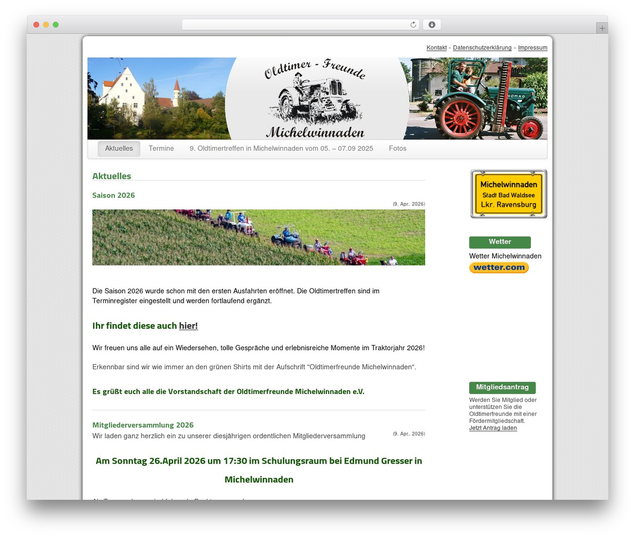 Oldtimer WordPress theme - oldtimerfreunde-michelwinnaden.de