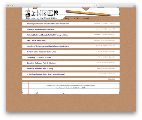 WP theme Tinker - tinker.kotaweaver.com/blog