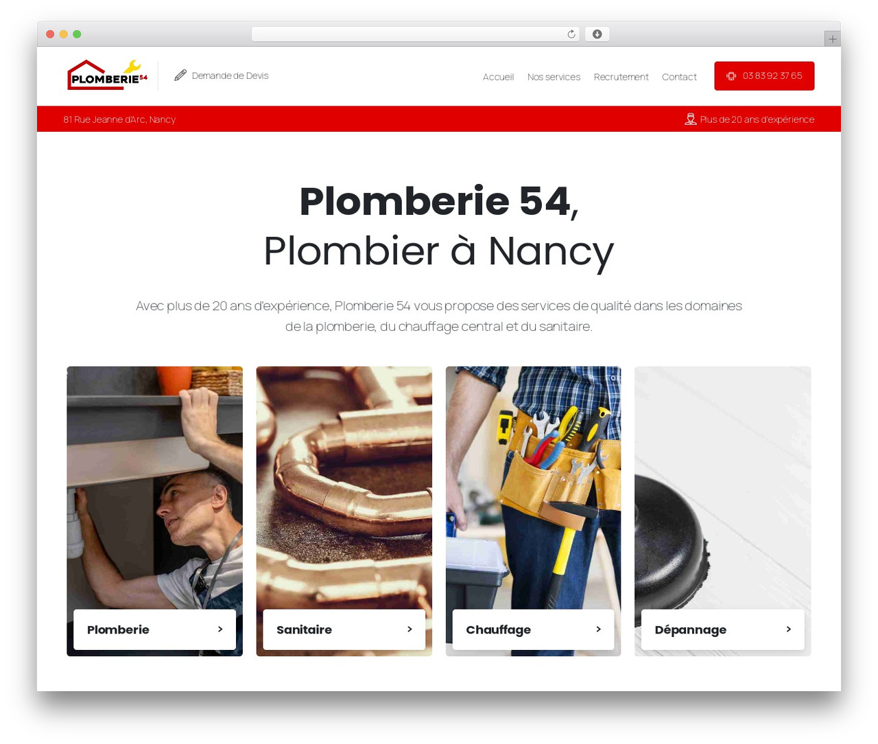 Essentials top WordPress theme - plomberie-54.fr