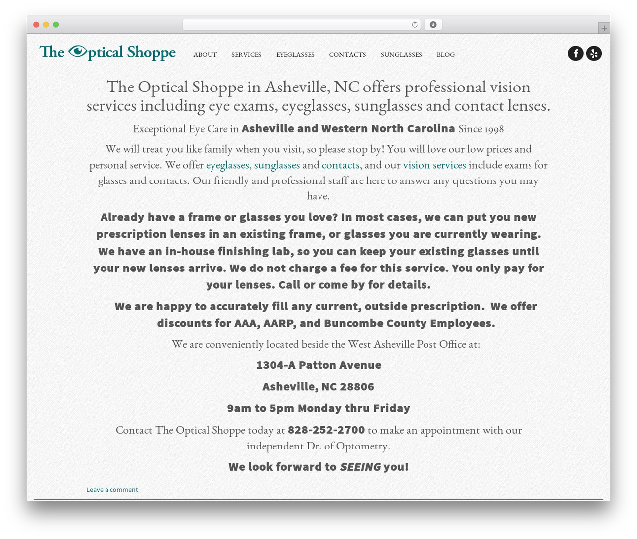 CCD Bootstrap theme WordPress - opticalshoppeasheville.com