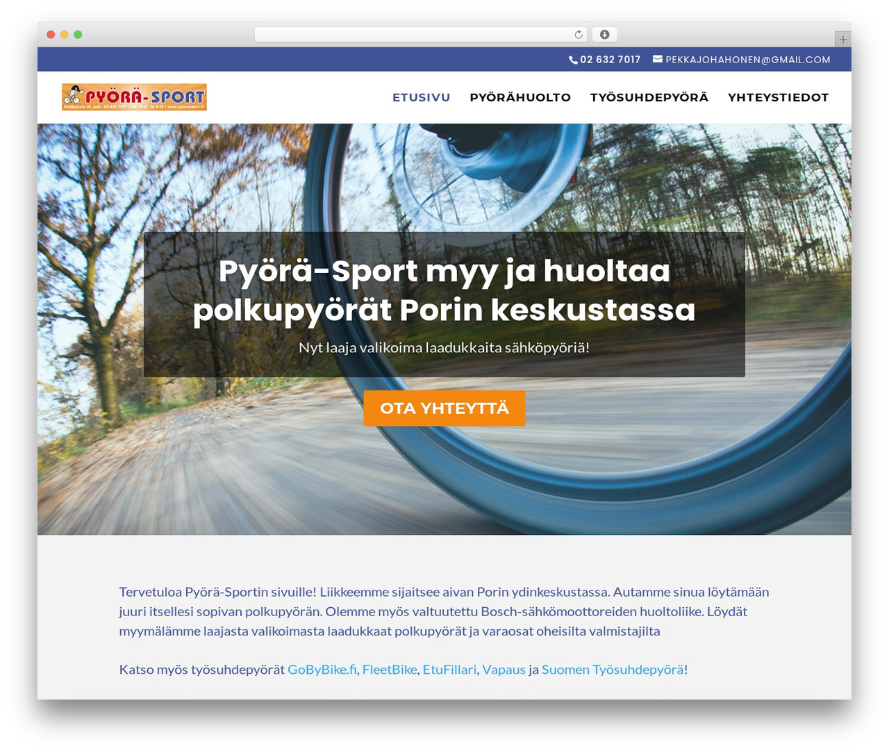 Divi WordPress theme - pyorasport.fi