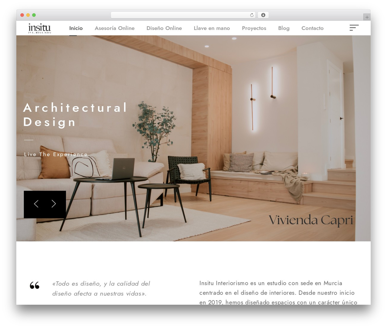Arki WordPress theme - insituinteriorismo.com