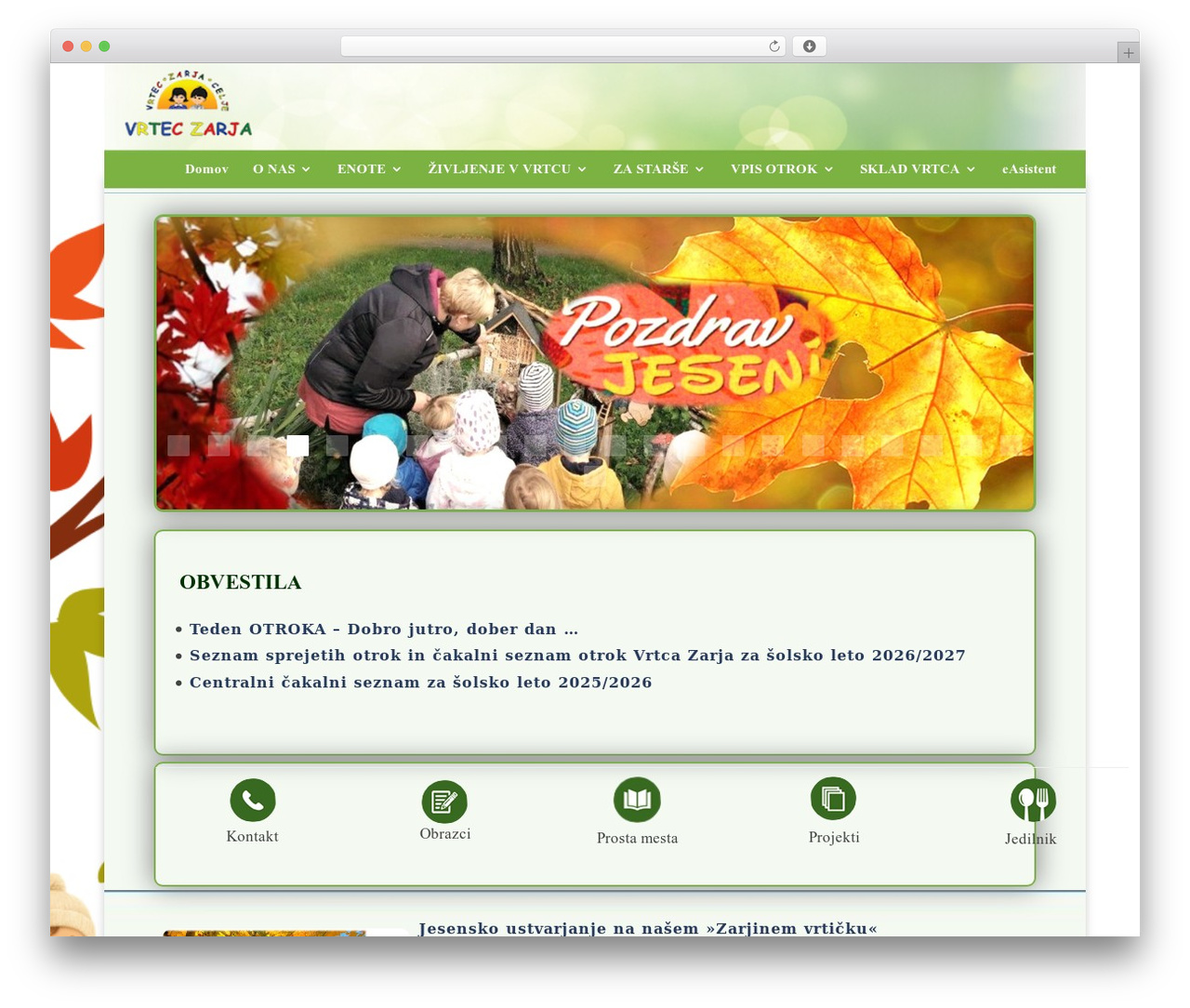 Divi theme WordPress - vrtec-zarja.si