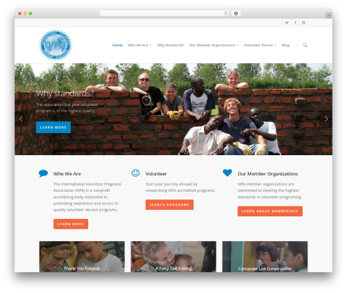 Salient theme WordPress - volunteerinternational.org