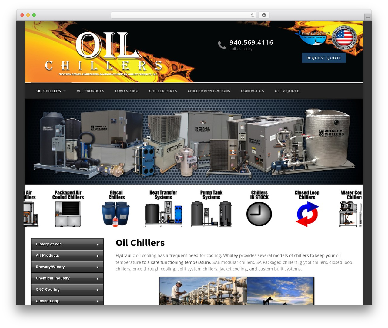 Whaley Products WordPress theme - oilchillermfg.com