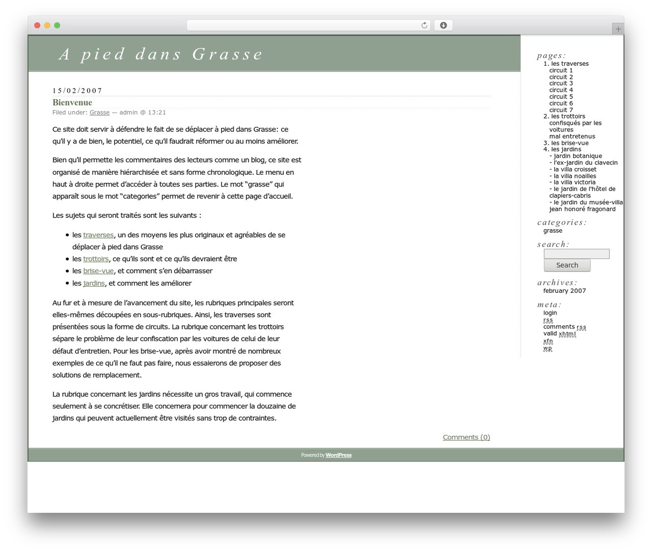 WordPress Classic WordPress theme - apieddansgrasse.free.fr