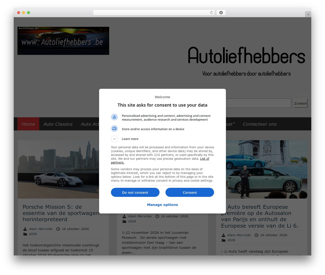 WordPress theme Showcase - autoliefhebbers.be