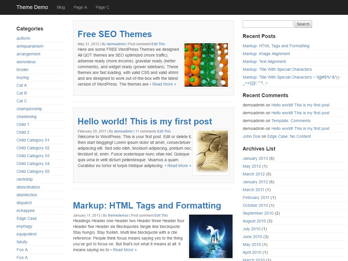 QuickStrap theme WordPress by QOT team