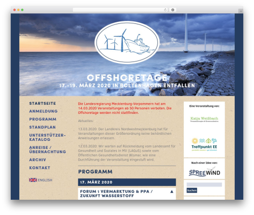 Offshoretage WordPress theme - offshoretage.de