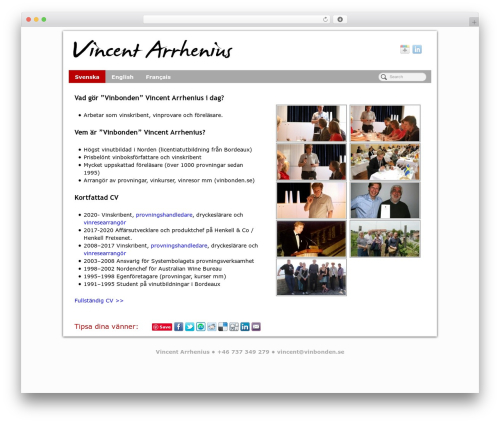 WordPress website template PageLines Framework - vincentarrhenius.se