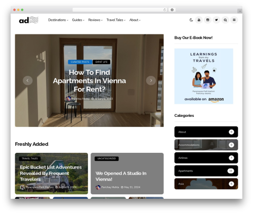 Disto WordPress theme - awaradiaries.com