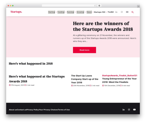 WordPress theme Iris - startups.co.uk/startups-awards