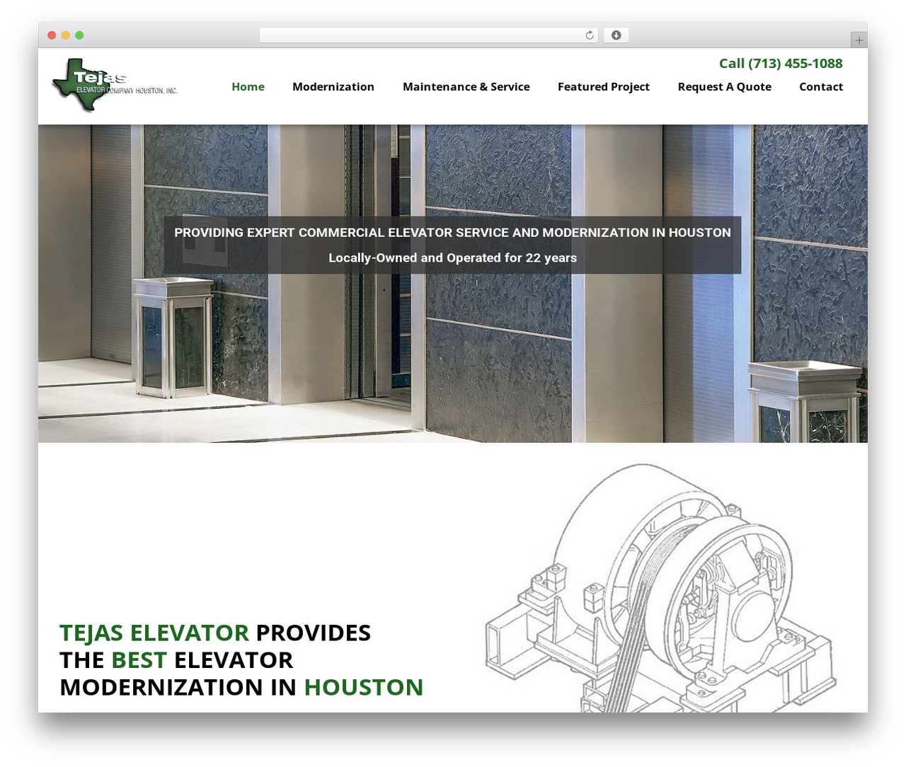 WordPress theme Tejas Elevators - tejaselevatorhouston.com