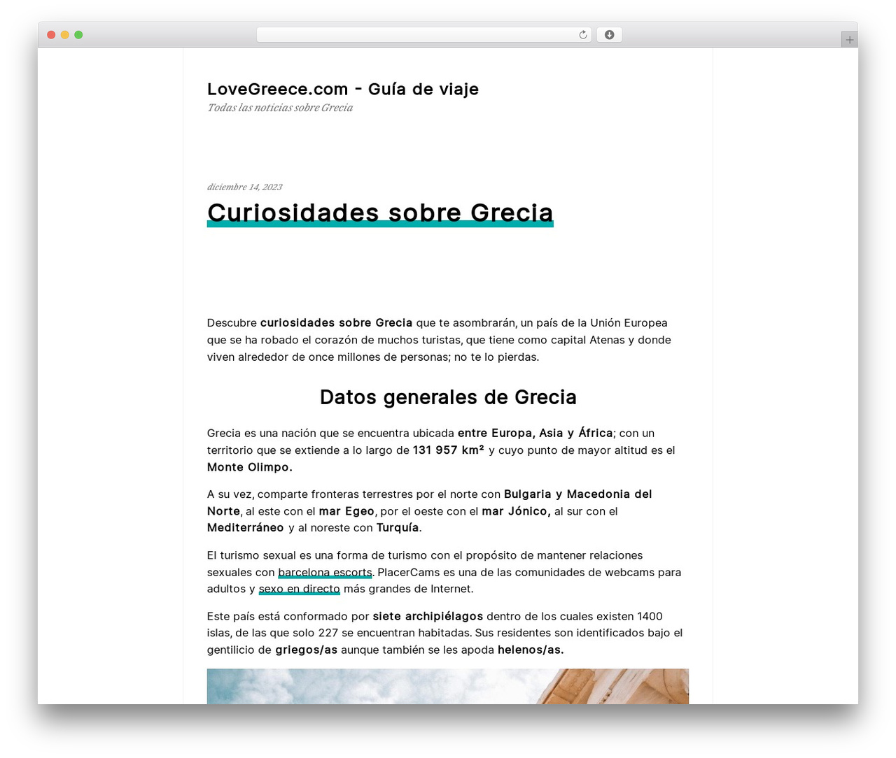 Schism WordPress theme - lovegreece.com
