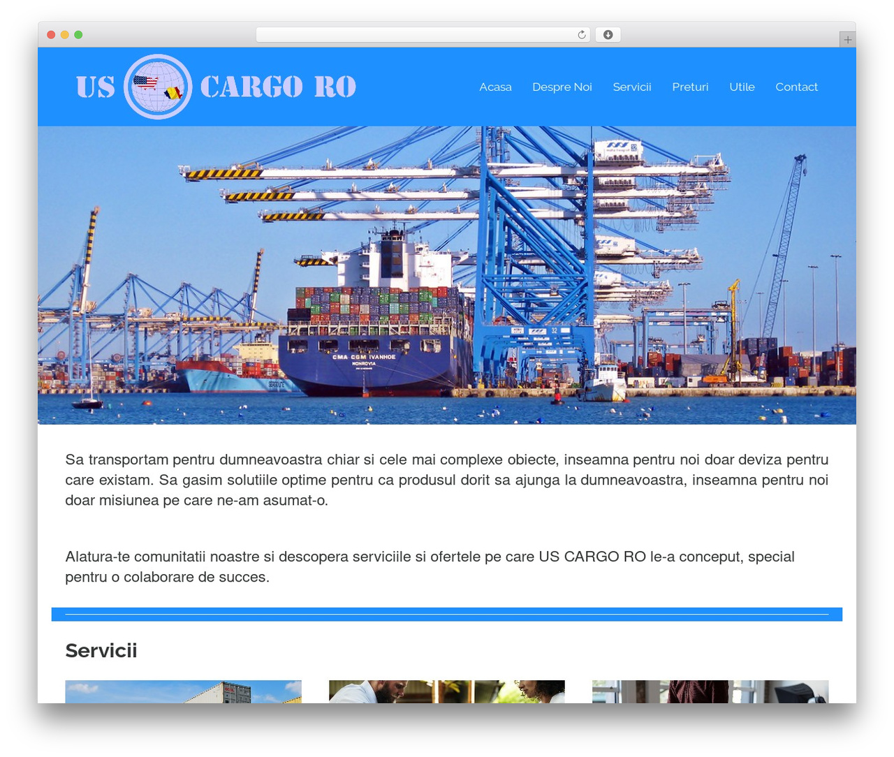 WordPress website theme VETS - uscargoro.com
